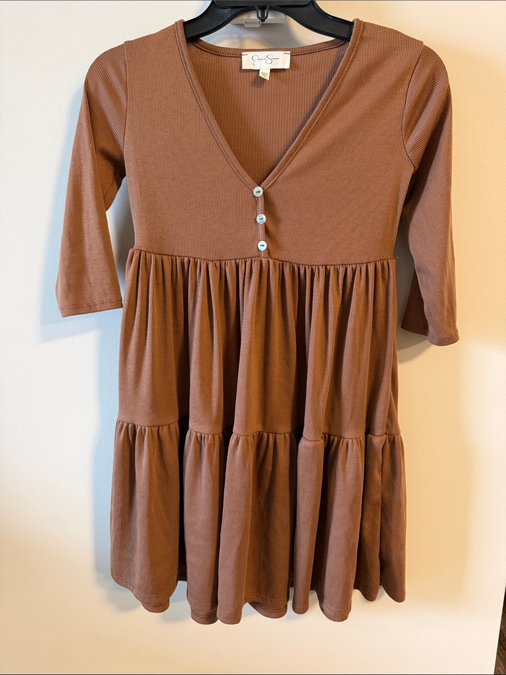 Tiered Mini Dress - Brown